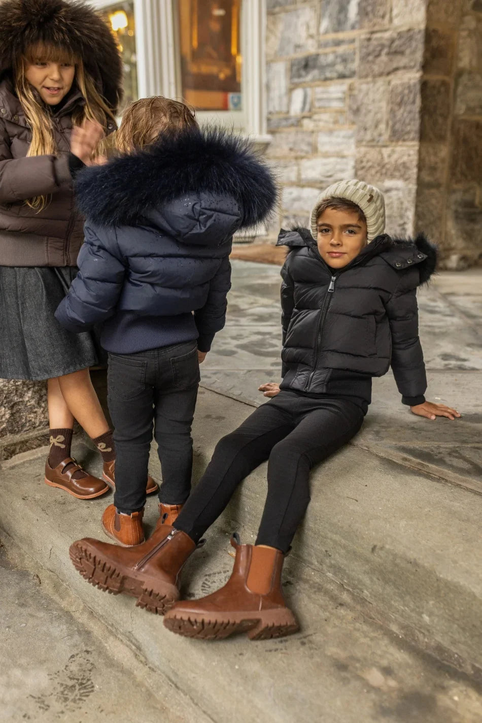 AP 2026 AW Winter down coat for kids High-quality white duck down coats waterproof fabric children outwear