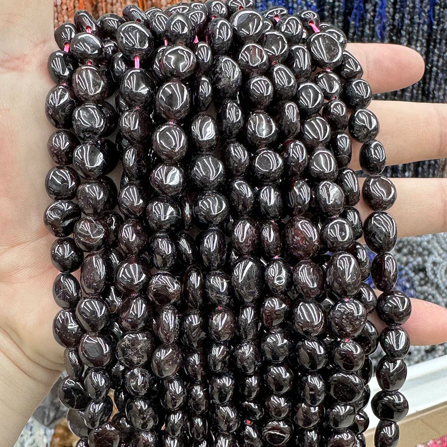 Natural Crystal Garnet Conformal Stone Irregular Faceted Loose For Jewelry Making DIY Necklace Bracelet 15''6-8mm 8-10mm