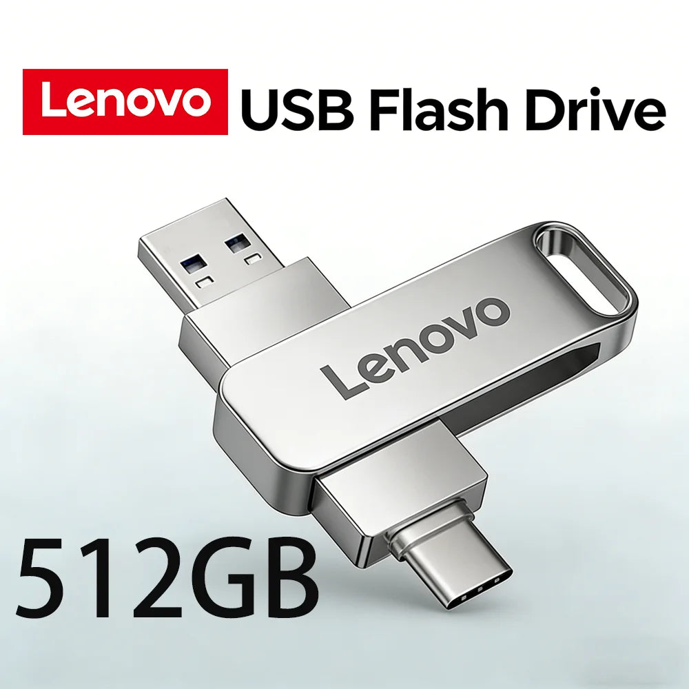 Lenovo USB3.2 USB Flash Drive 512GB OTG Pen Drive High Speed Type-C Flash Disk Real Capacity Metal Pendrive For Phone Computer