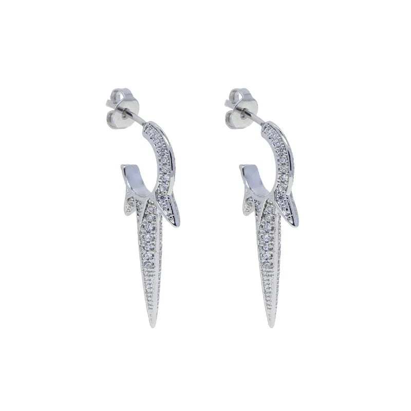 New European Fashion Women Jewelry Full Paved 5A CZ Sparking Bling Spike Geometric Earring