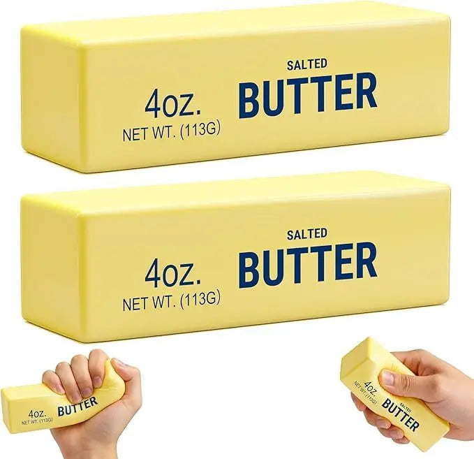 2Pcs Kawaii Butter Stick Squishy Toys Slow Rising Squeeze Fidget Portable Soft Sensory Decompression Toy for Stress Anxiety Relief Office Desk Travel Anti-Stress Fake Food Gift Kids Adults
