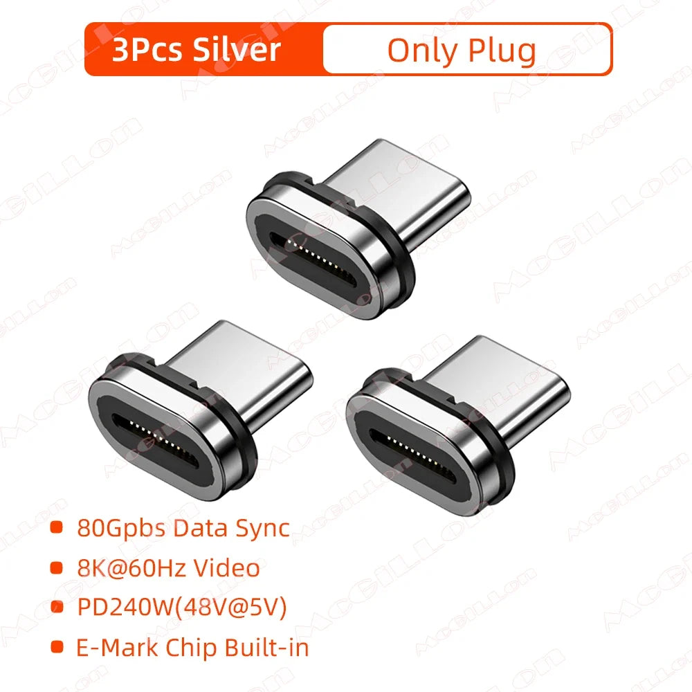 240W USB4.0 80Gbps Thunderbolt5 Magnetic Type-C OTG USB C To USB-C Fast Charge Magnet Converter Cable 8K@60Hz USB Type C Adapter