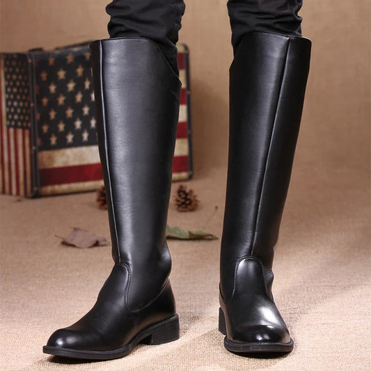 italian brand designer high motorcycle boots for men fashion stage nightclub original leather shoes autumn winter long botas man