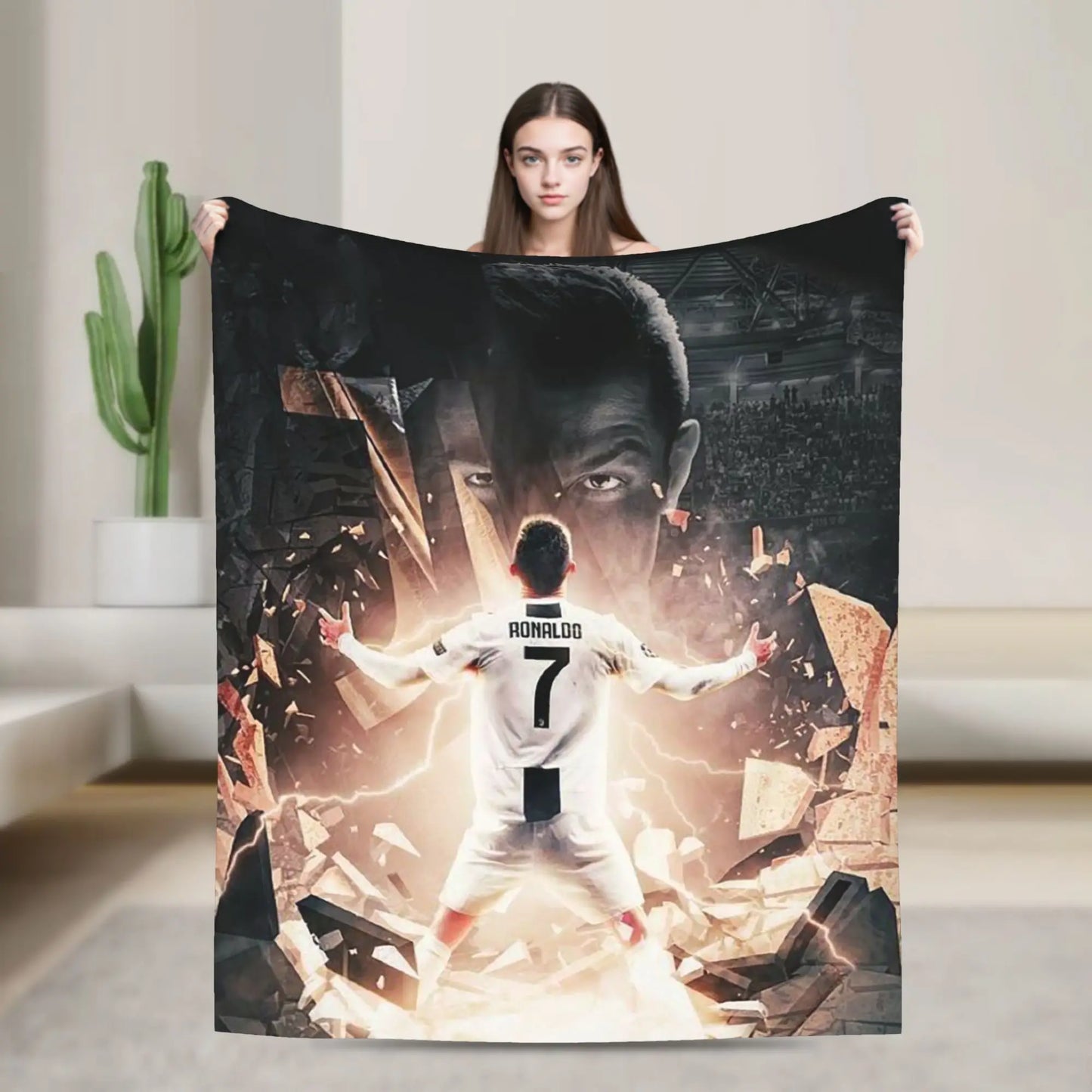 CR7  Football Soccer Blanket Ronaldos Flannel Funny Warm Throw Blanket for Bedding Lounge Decoration