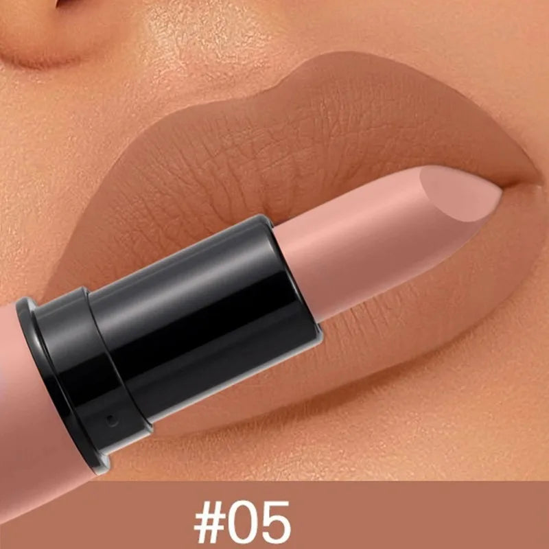 6-Color Matte Velvet Sexy Lipstick Waterproof Long-Lasting Nude Brown Lipstick Smooth High Pigment Profissional Lipgloss Makeup