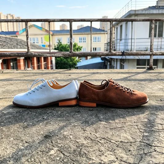 Women Loafer Lace-up 2025 New Spring Shoes Women Suede Genuine Leather Women Oxford Shoes Large Size British Style Women Shoes