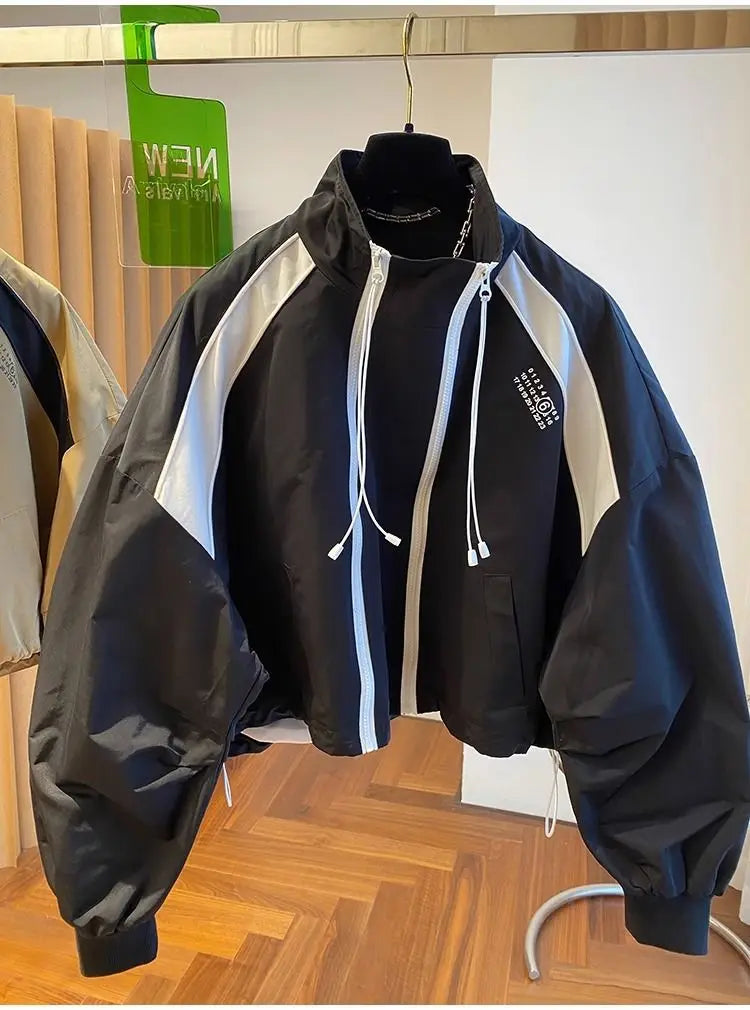 Zipper Design Niche Loose Casual Stand Collar Windbreaker Jacket Spring and Autumn Short Jacket Jacket Top