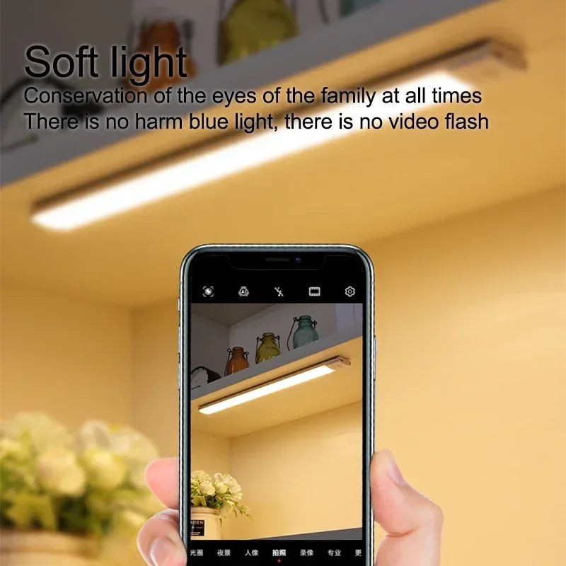 10-60cm Led Night Light Motion Sensor Under Cabinet Lights Thin Rechargeable Wireless Lamp for Kitchen Cabinet Bedroom Lighting