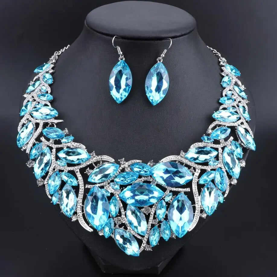 Bridal Jewelry Sets Wedding Engagement Necklace Earrings Sets for Brides Party Costume Decoration Jewellery Women