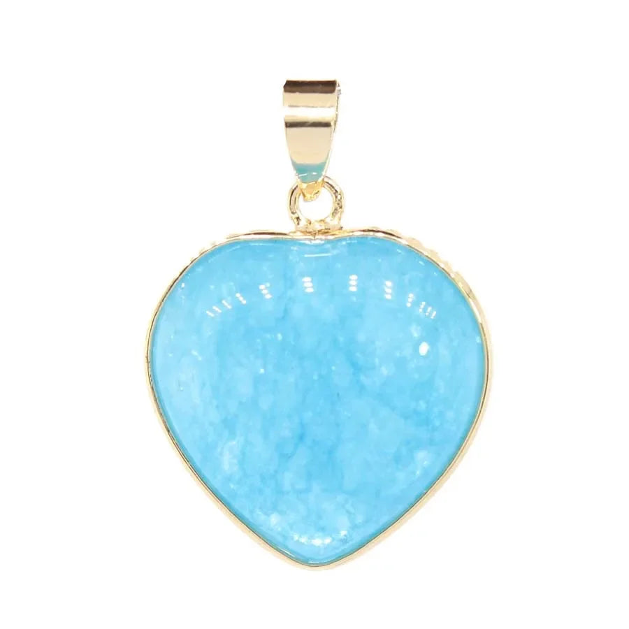 Charms Natural Healing Crystal Heart Stone Pendants For Women Necklace DIY Amethyst Rose Quartz Fluorite Aquamarine Men Jewelry