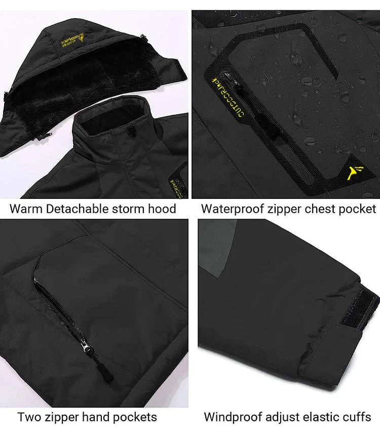 Men's Winter Parkas Outdoor Jacket Thicken Fleece Warm Waterproof Windbreaker Ski Jackets Climb Men Thick Coat Hot Sale