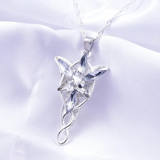 Movie The Lord Arwen Evenstar Necklace Elf Princess Arwen Twilight Star Crystal Pendant Necklaces for Women Choker Jewelry Gift