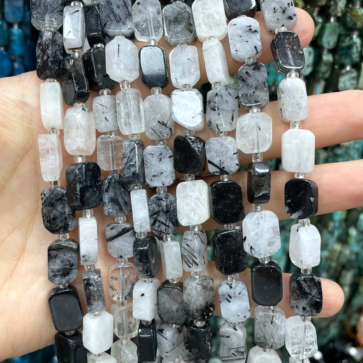Natural Stone Flat Rectangle Amethyst Lapis Lazuli Quartz Apatite Spacer Beads For Jewelry Making Diy Bracelet Accessorie 8*12MM