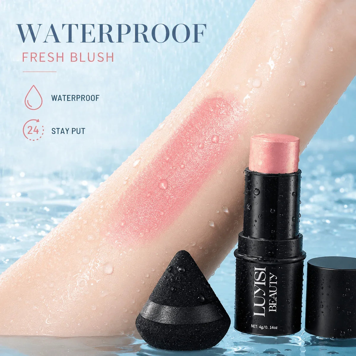 1PC Soft Rosy Color Blush Stick,Creamy Face Makeup,Waterproof,Natural Radiant Glow Finish, Lightweight Cheek,For Daily Makeup,