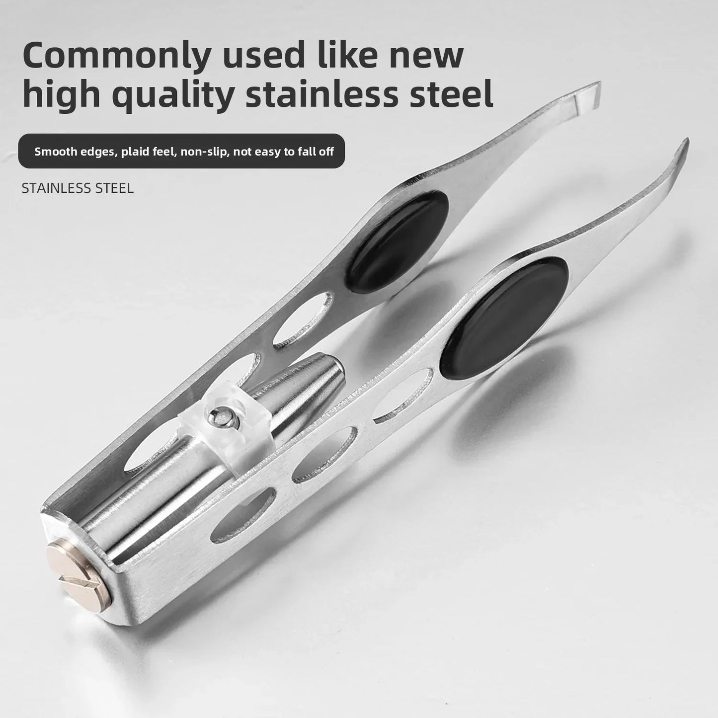 1pcs Hot Sales Portable Stainless Steel Button Cell Smart Design Eyebrow Hair Remove Tweezer with LED Light Makeup Tool