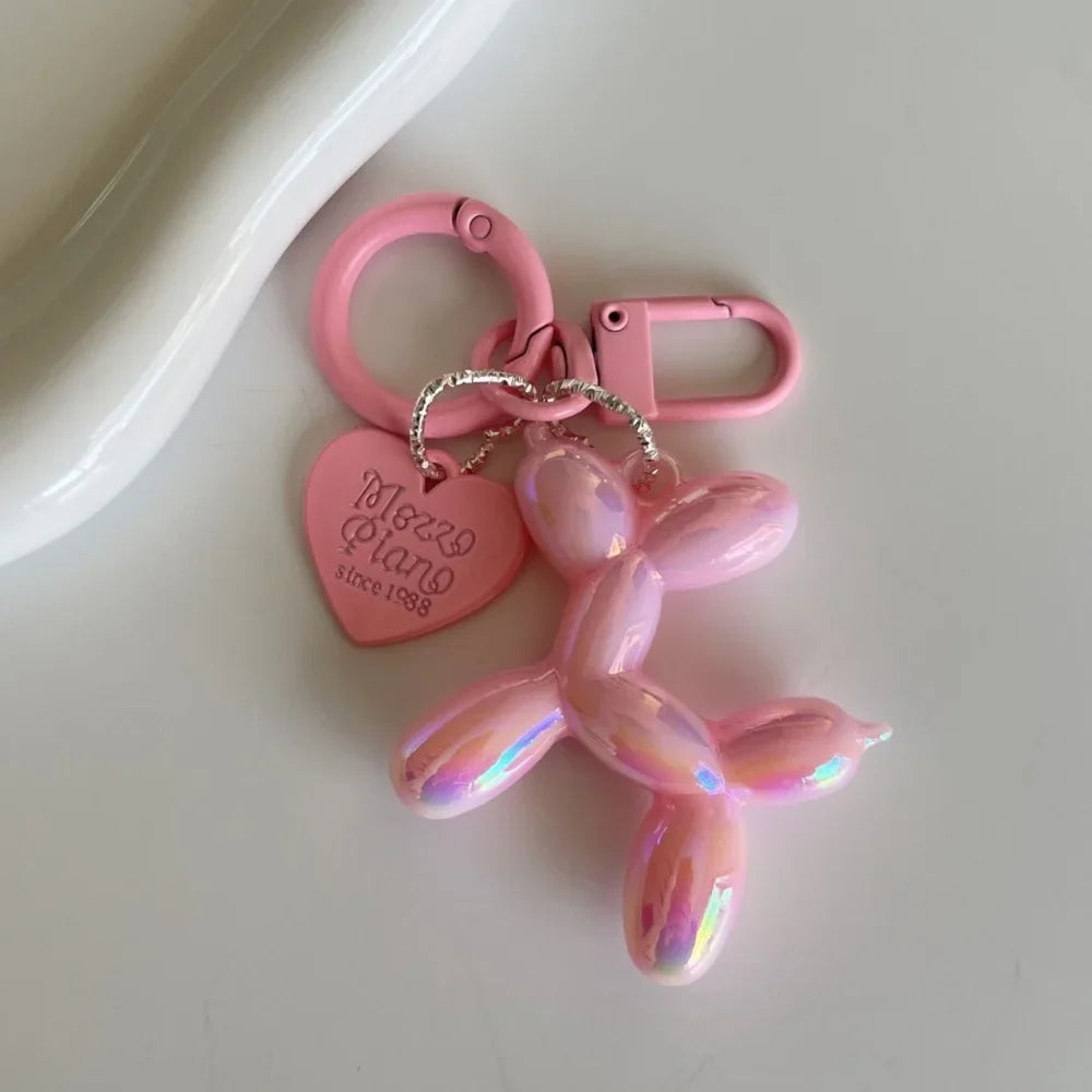 Cute Acrylic Cartoon Balloon Dog Keychains for Women Y2K Bag Pendant Couple Car Key Chains Jewelry Gift Decoration Accessories