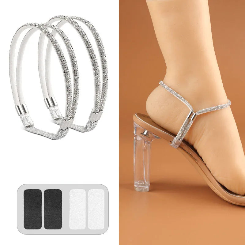 Rhinestone High Heels Shoes Band Anti-loose for Women Shoelaces Anti-drop Elastic Fixed Heel Laces shoe accessories