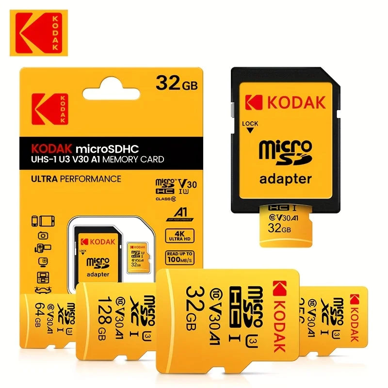 Kodak 32GB-256GB Micro SD Memory Card - High Speed Class 10 U3 UHS-I for Smartphones, Digital Cameras, Tablets and Drones