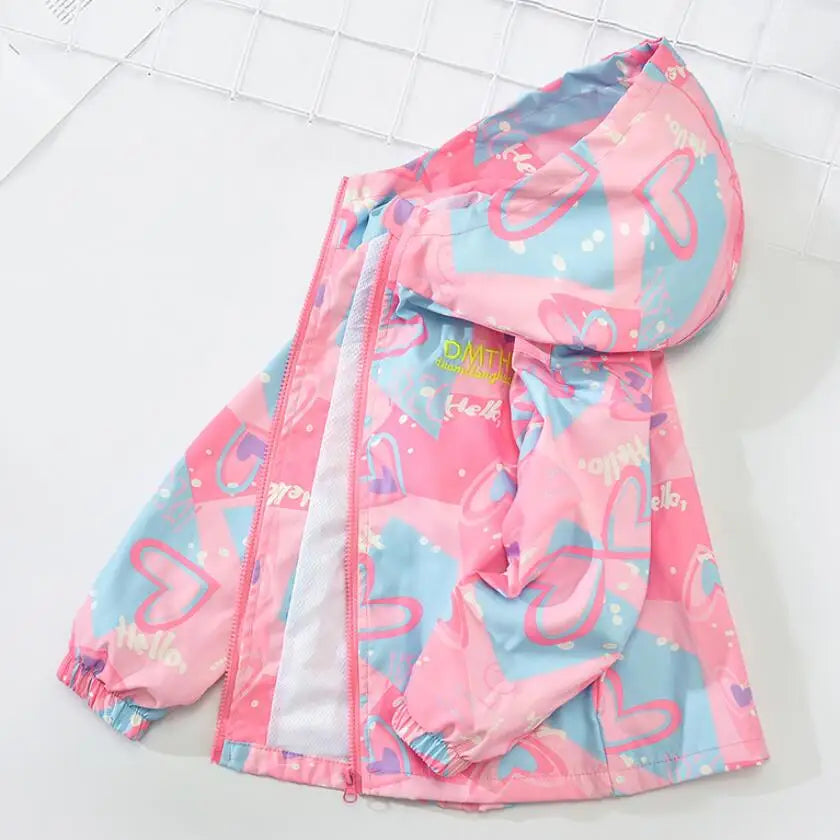 Korean Fashion Jacket For Girls Teenager Casual Gradient Hooded Coat Boys Blazer Spring Autumn Windproof Sweet Coats Windbreaker