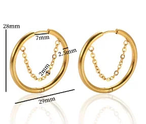 Shiny Zircon Hoop Earrings for Women Trendy Golden Stainless Steel Circle Earring Jewelry Pendientes