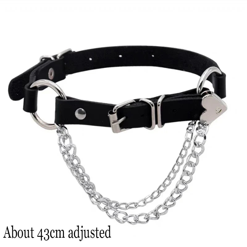 Black PU Leather Punk Choker Collar Necklace with Rivets Gothic Femme Jewelry for Party Club Sexy Goth Pendientes