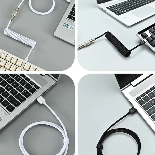 Mechanical Keyboard Coiled Cable USB Type C Mechanical Keyboard Aviator Desktop Computer Aviation Connector Cord Max 3M