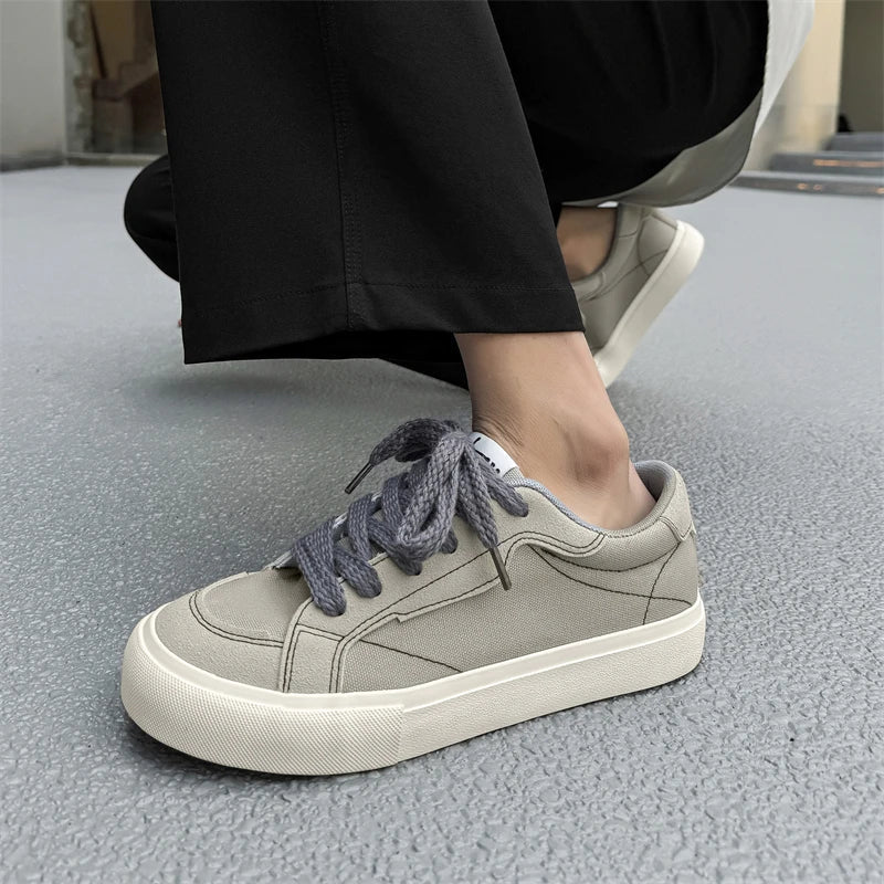 Mens Cowboy canvas Shoes Breathable Trend Mens board Shoes Thick Sole Trend Comfortable student Skateboard Trainers Footwear