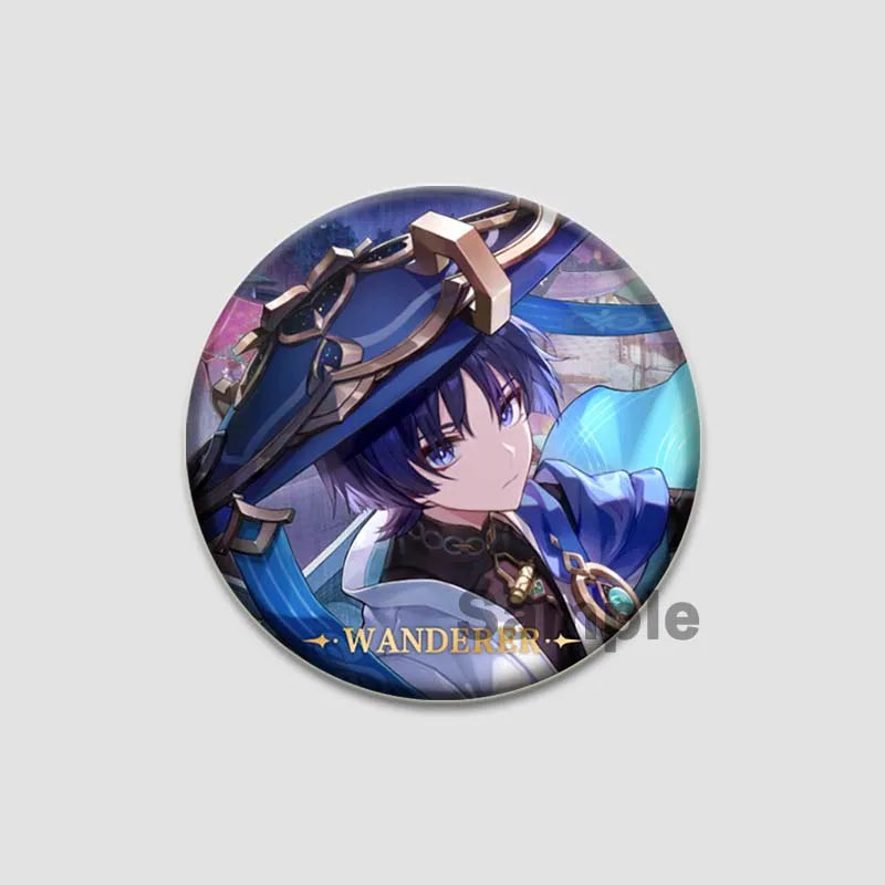 Genshin Impact Game Brooches 58mm Round Button Pins for Backpack Jackets Jewelry Cartoon Cosplay Badge Hutao Zhongli Xiao Badges