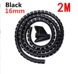 Flexible 2M 16/10mm Spiral Cable Wire Protector Tube Clip for Computer Cord Organizer Management Tools Protective