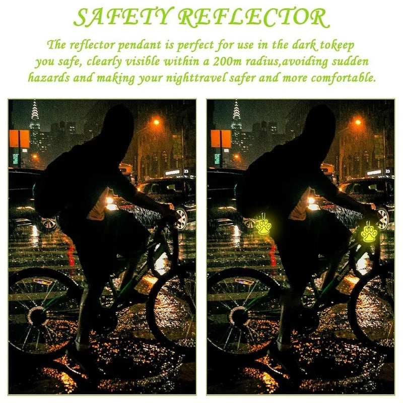 10PCS Cute Cat Paw Reflective Keychain Night Safety Kids Pet Double-sided Reflective Backpack Accessories Pendant