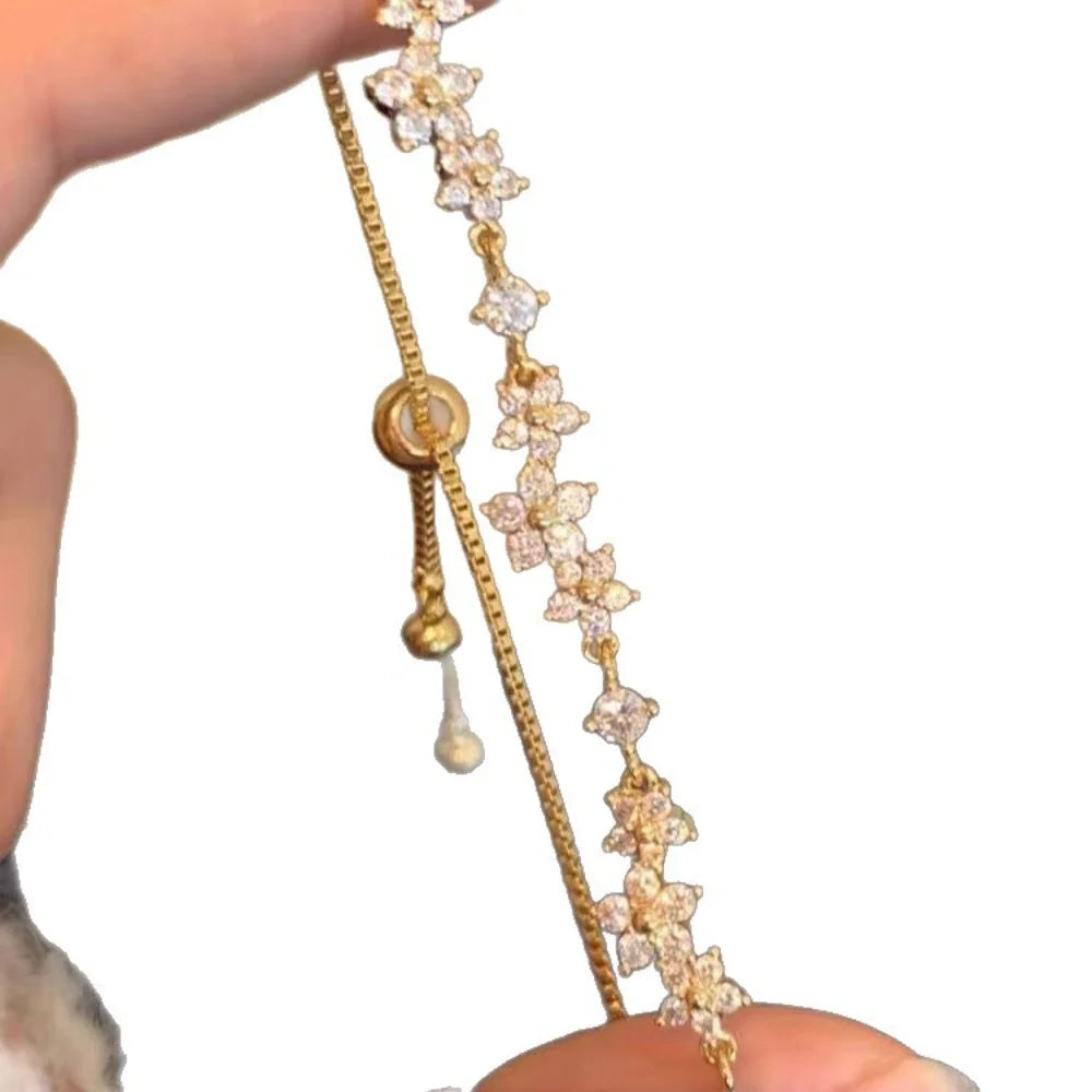 Pulling Bracelet Zircon Handmade Bracelet Zinc Alloy Bracelet Fashionable For Party Women Fashion Accessory