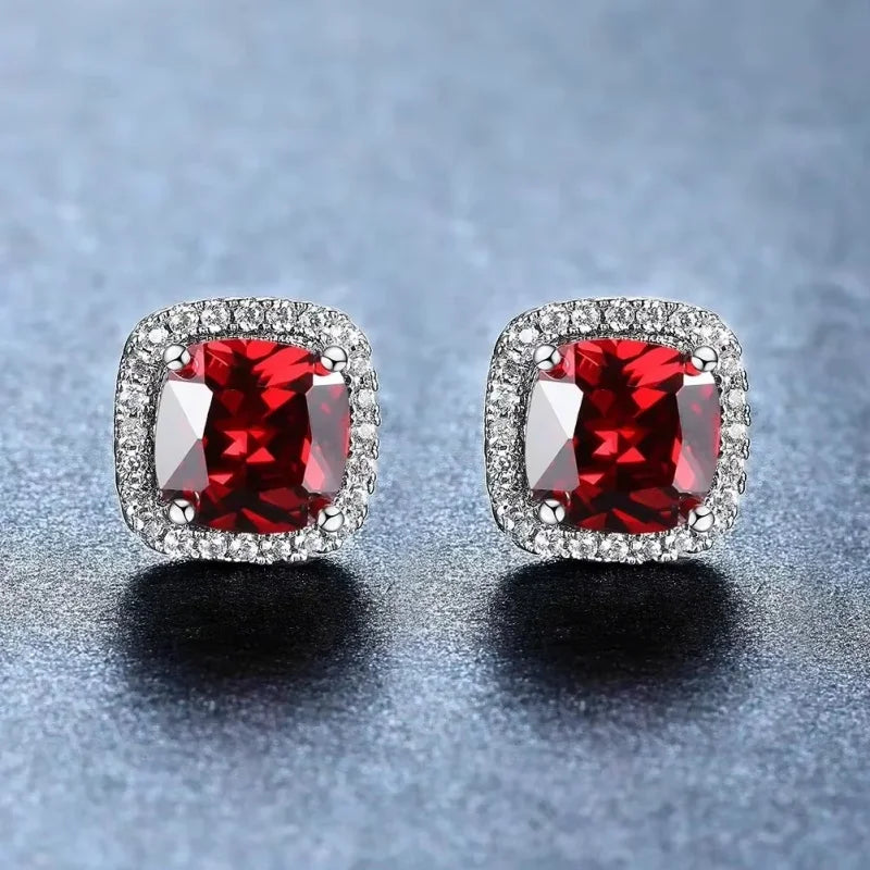 Huitan Classic Cushion Shape Stud Earrings with Brilliant Cubic Zirconia Stone Wedding Engagement Party Luxury Jewelry for Women