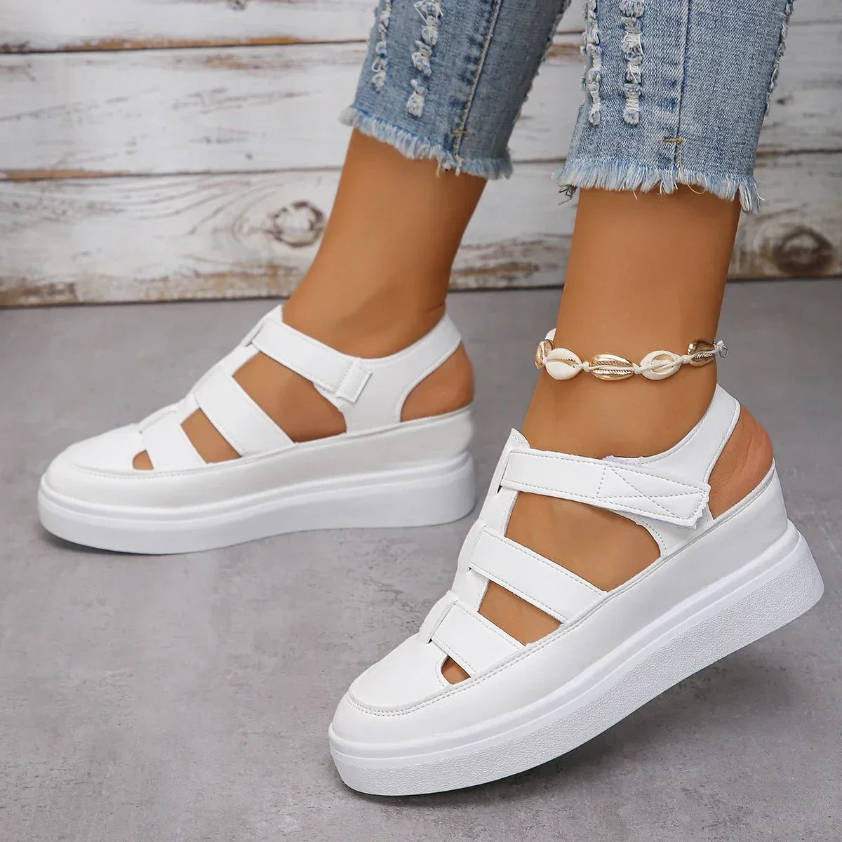 Women Sandals New Summer Wedges Heels Platform Sandals Women Hollow Out Gladiator Sandals Breathable Thick Sole Shoes for Women