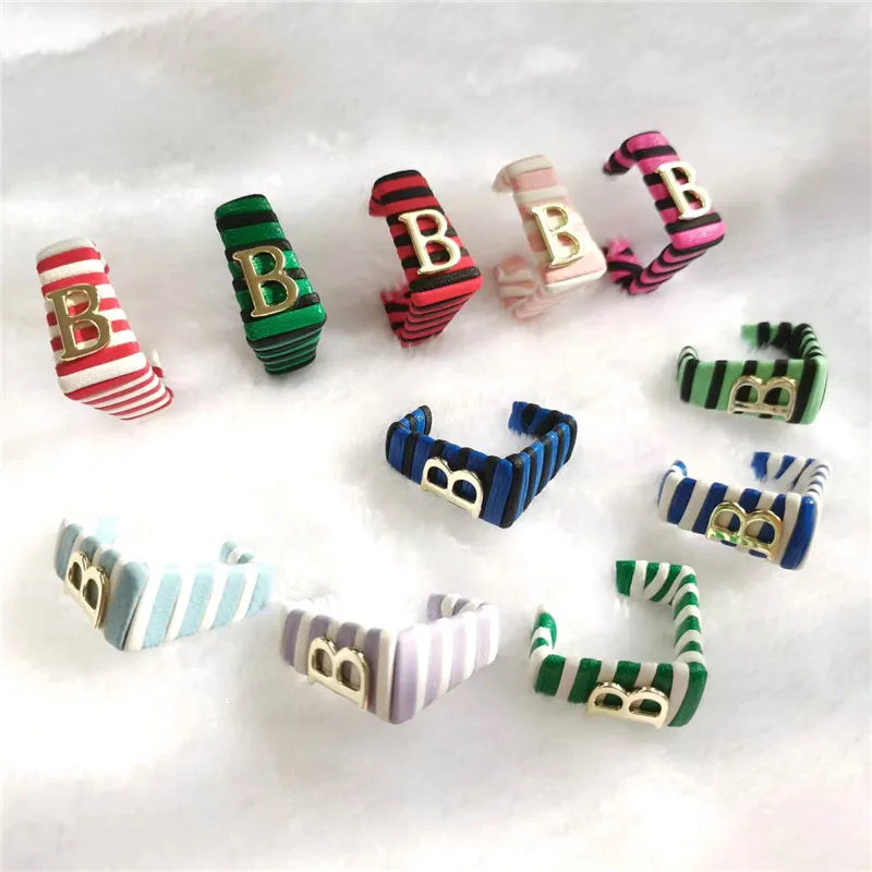 28 Colors Zebra Pu Leather Square Hoop Earrings For Women Fashion Jewelry Letter Alphabet Geometric Stripe Pendientes Mujer
