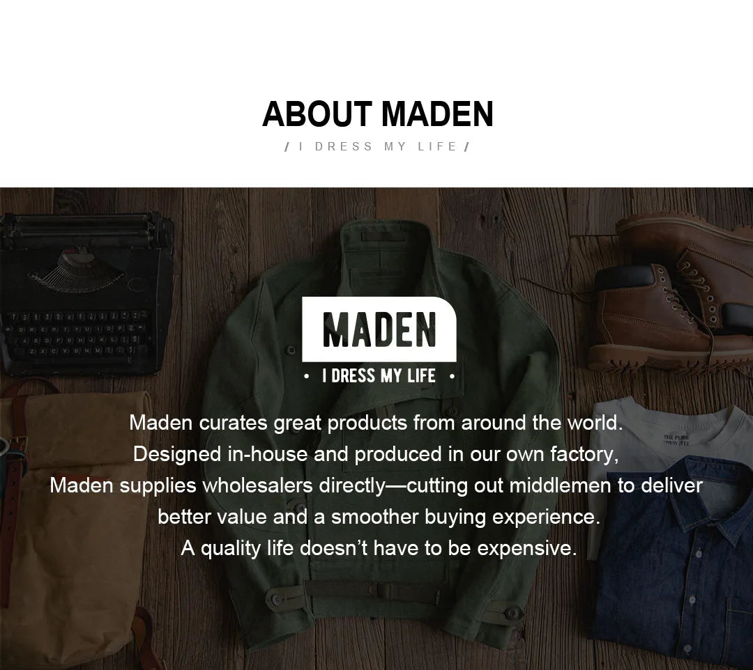Maden Men's Retro J001 Detroit Jacket Heavyweight Canvas Hunting Coat Lapel Collar Work Jackets with Zipper for Spring Fall