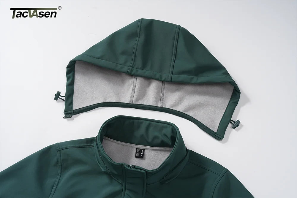TACVASEN Women's Long Hooded Jacket Fleece Lined Softshell Jacket Waterproof Windproof Hiking Jacket Rain Coat Windbreaker Parka