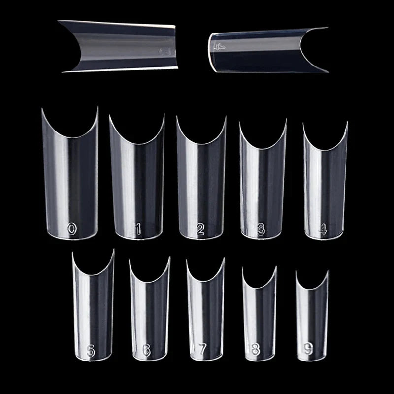 500 Pcs Curved C Fake Nail New Materials Top Quality Full Cover Nails Tips Transparent Gel Para Unha False Nails Beauty Products