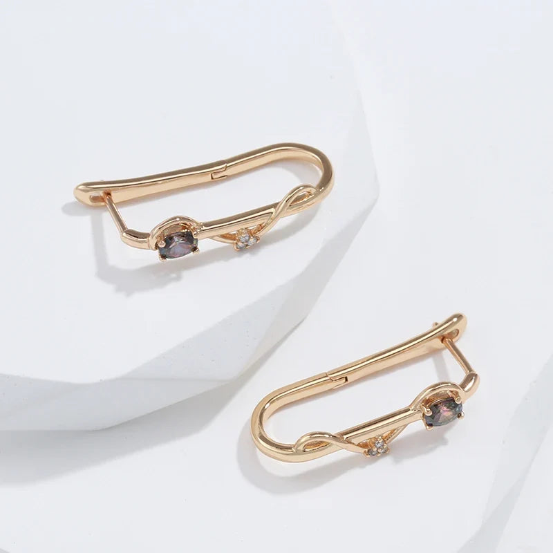 Kinel New 585 Rose Gold Long Earrings Trendy Natural Zircon Earrings Luxury Jewelry 2022 Gifts For Girls'Temperament Accessories