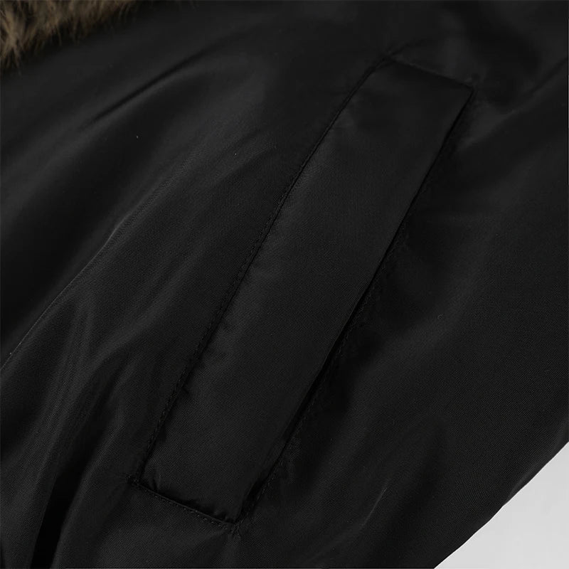Fashion Faux Fur Patchwork Cotton Coat Women Lapel Zipper Pocket Cropped Street Warm Jacket 2026 Winter Lady Puffer Jackets New