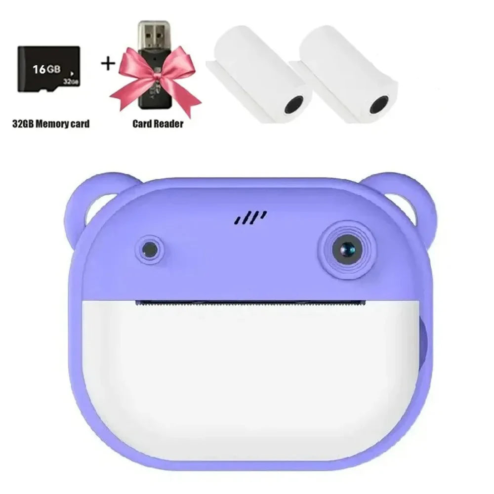 Children Digital Camera Instant Print for Kids Thermal Print Camera Instant Photo Printing Camera Video Toys+32G Memory Card