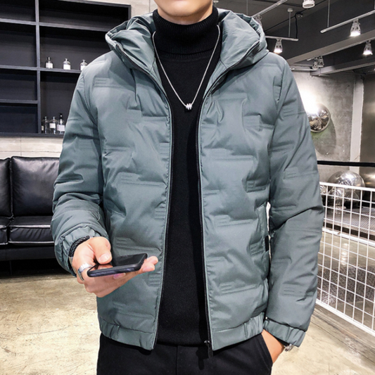 Mens Hooded Zipper Puffer Jacket