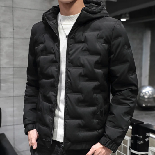 Mens Hooded Zipper Puffer Jacket