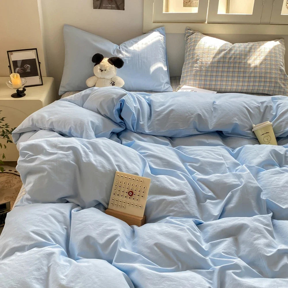 Ins Style Stripes Bedding Duvet Cover Set with Pillowcase bed sheet Full Size Bed Linen Quilt Cover Set Queen/King Double Single