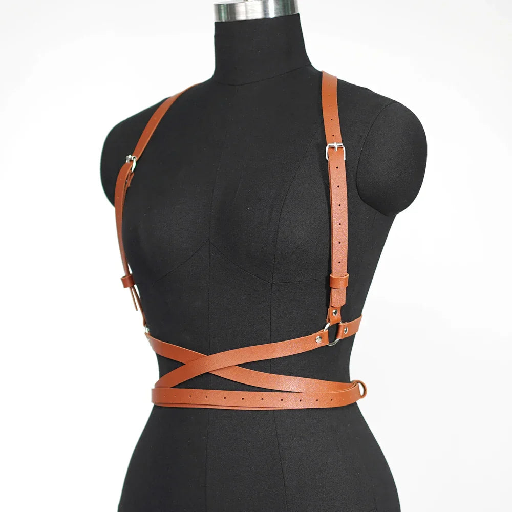 Womens Faux Leather Full Shoulder to Waist Corset