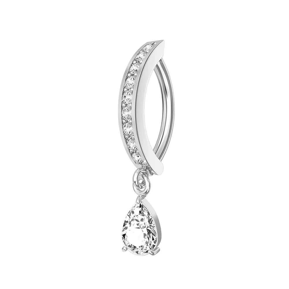 1PC Stainless Steel 14G Dangle Belly Button Ring for Women Heart Bow Reverse Hoop Clicker Navel Rings Body Piercing Jewelry