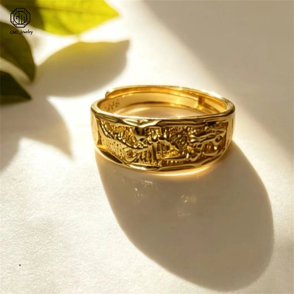 Sand Gold Adjustable Ring Matte Wide Band Openable Fade Resistant Unisex Couple Jewelry Solid Minimalist Gift