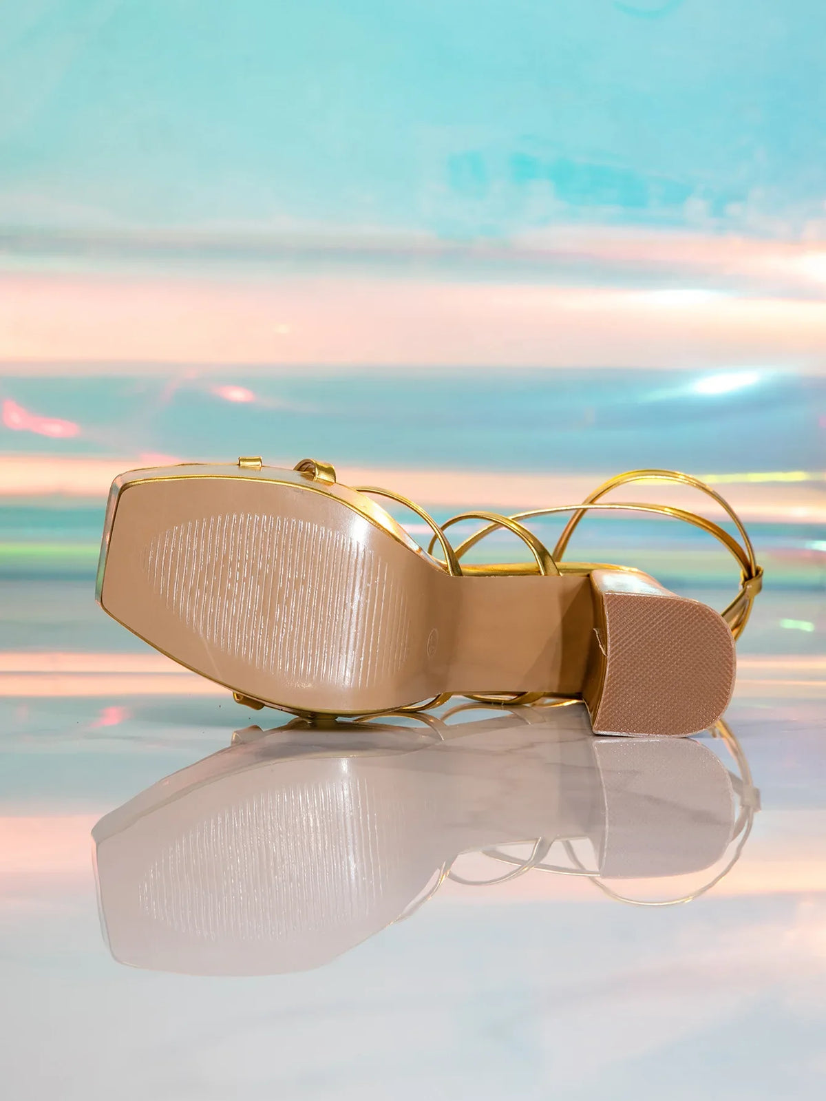 2026 Women's Gold Cross Strap Metallic Strappy Platform High Heels Chunky Sandals Party Evening Footwear Q-353