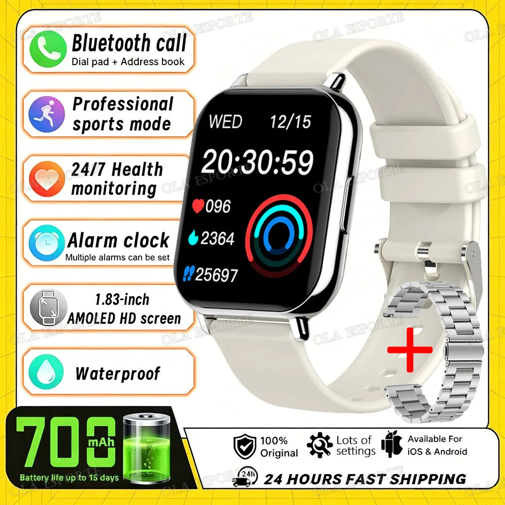 2026 Upgraded Smart Watch Heart Rate Blood Oxygen/Pressure Sleep Monitoring Bluetooth Call Voice Assistant Sport Mode Smartwatch