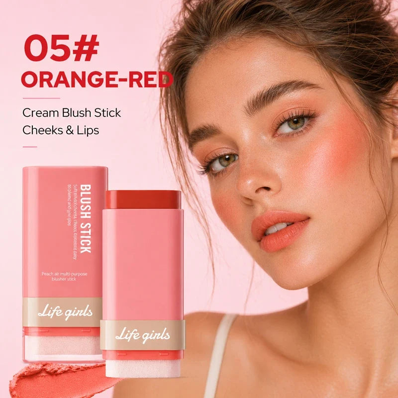 3-in-1 Cream Blush Stick Cheeks Lips Eyes, Long Lasting Waterproof Blendable Dewy Glow Makeup Stick for All Skin Tones