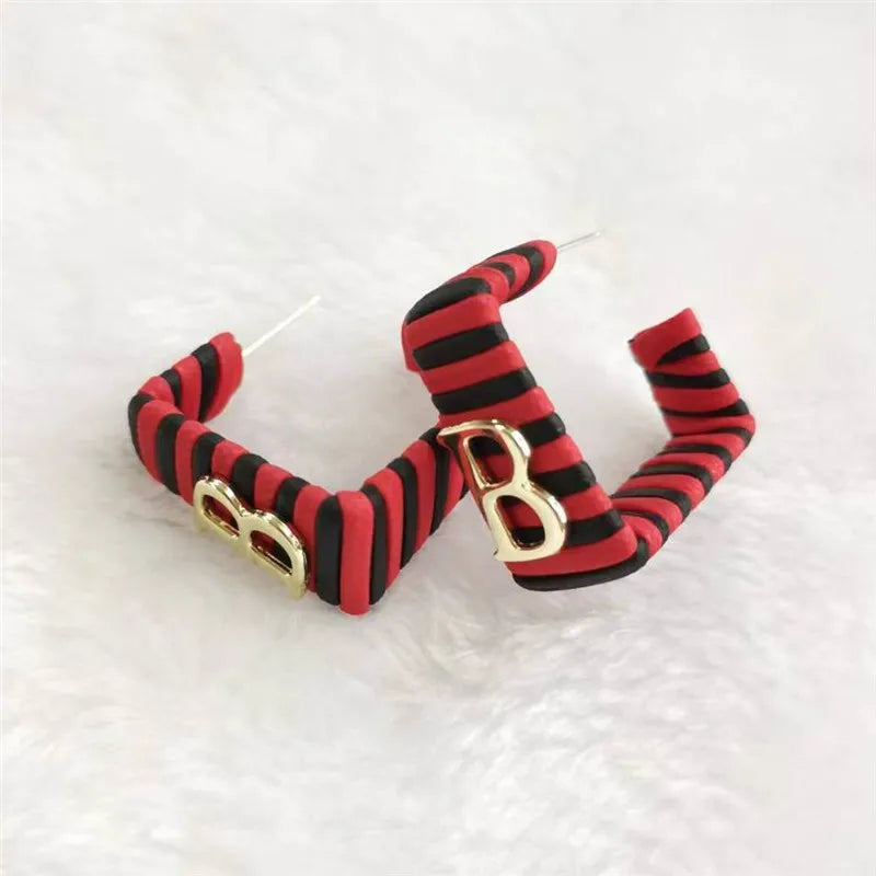 28 Colors Zebra Pu Leather Square Hoop Earrings For Women Fashion Jewelry Letter Alphabet Geometric Stripe Pendientes Mujer